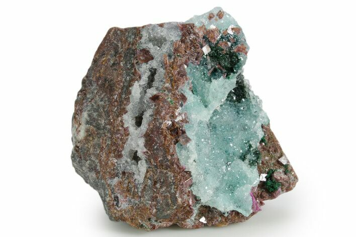 Sparkling Quartz on Chrysocolla & Cobaltoan Dolomite - DR Congo #347455